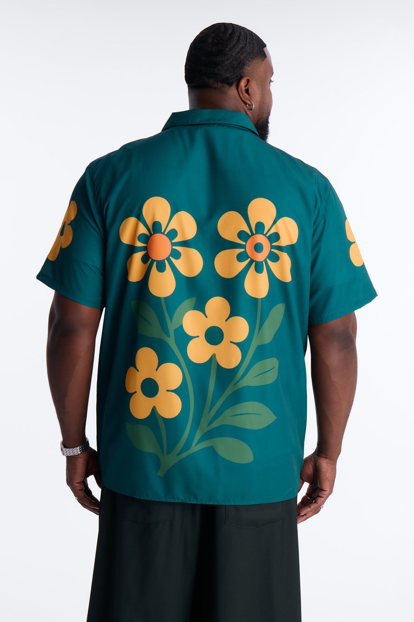 Relaxed Forest Bloom Button Up Shirt - Green