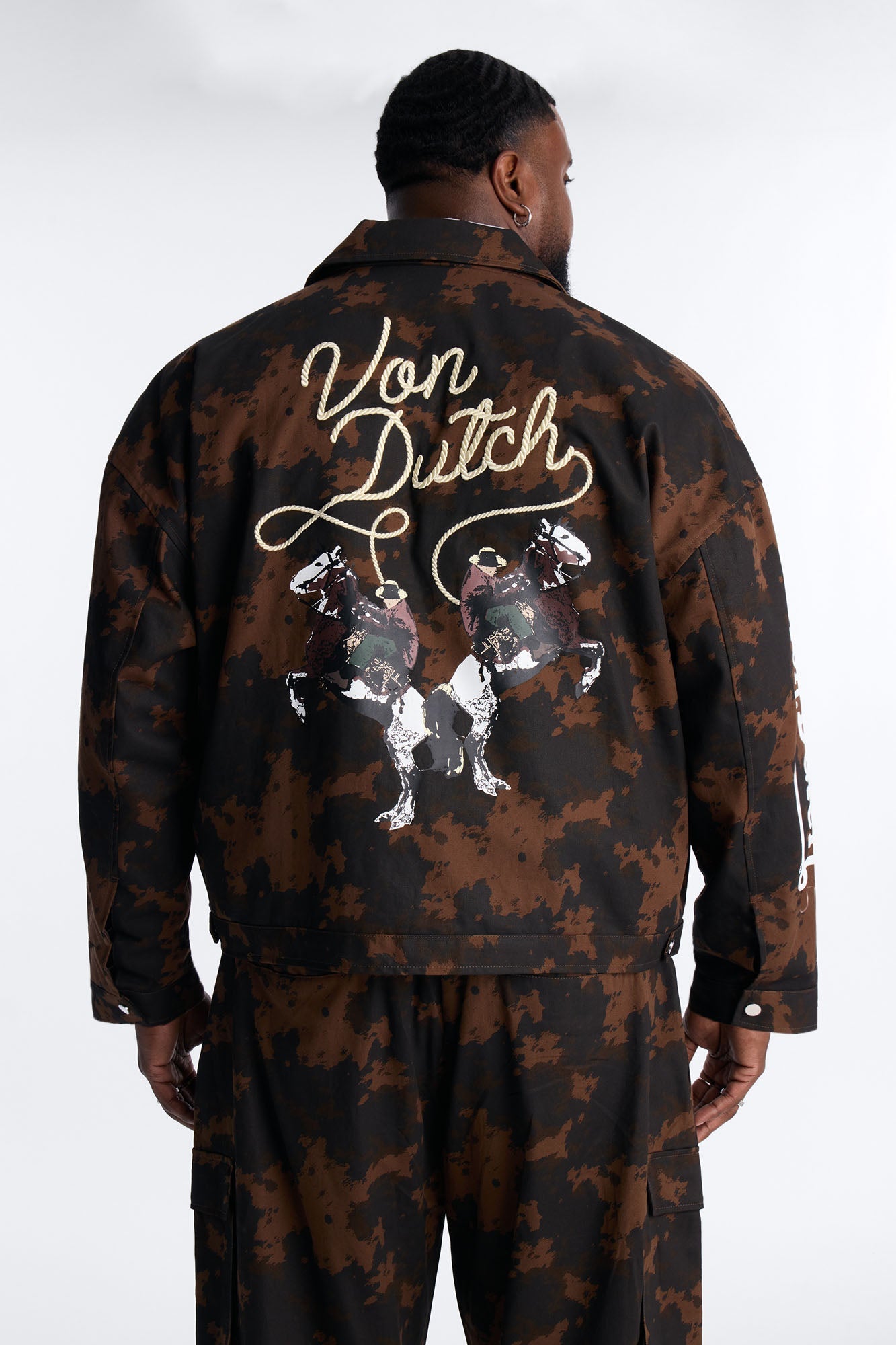 Von Dutch Rodeo Faux Pony Hair Work Jacket - Brown