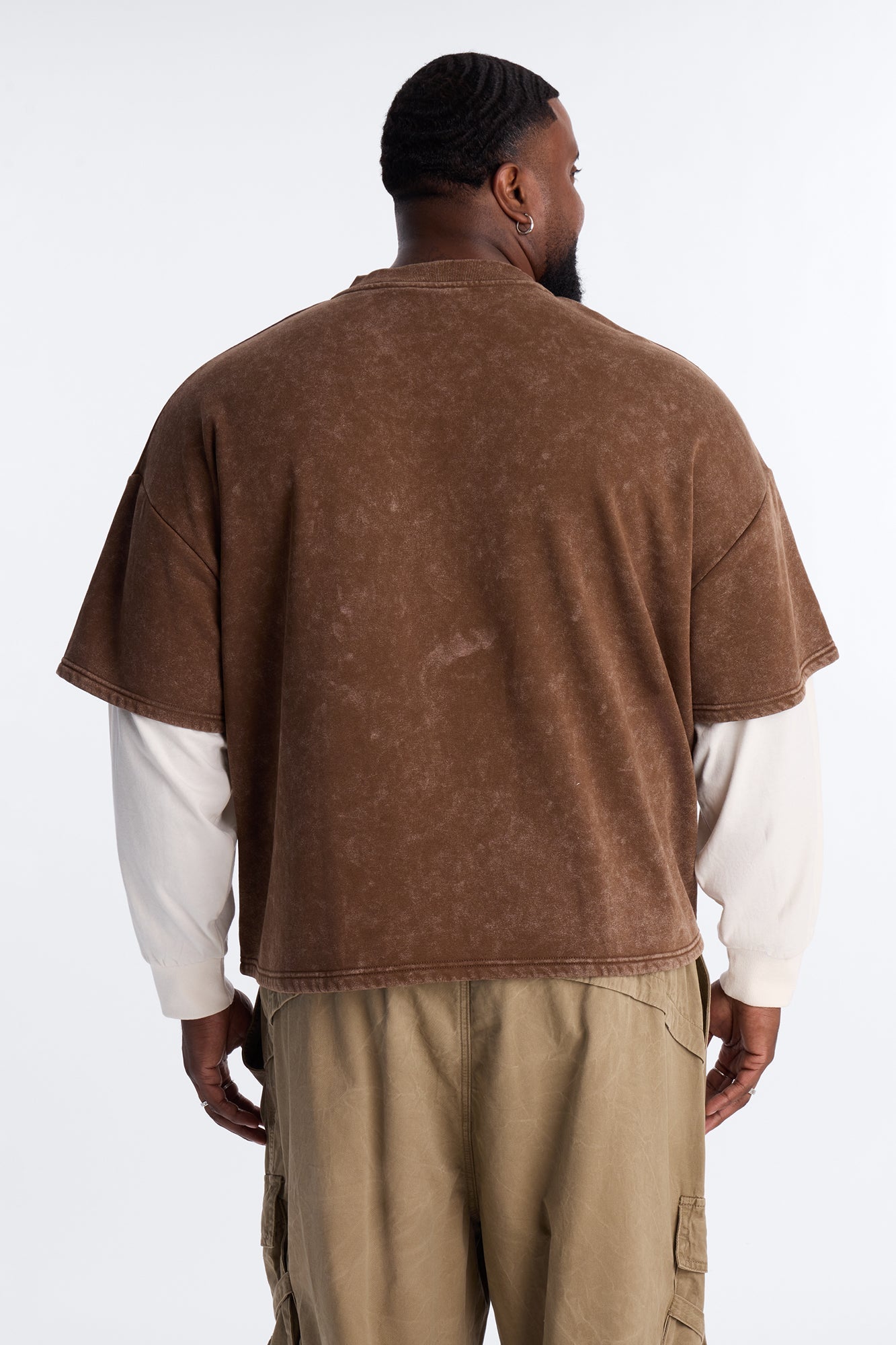 Von Dutch Studio Oversized Fleece Twofer - Brown