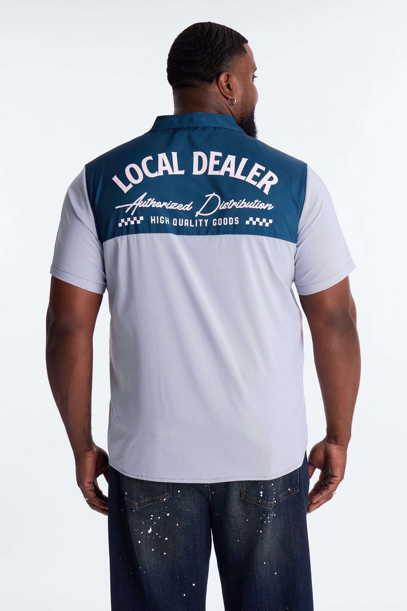 Local Dealer Striped Button Up Shirt - White