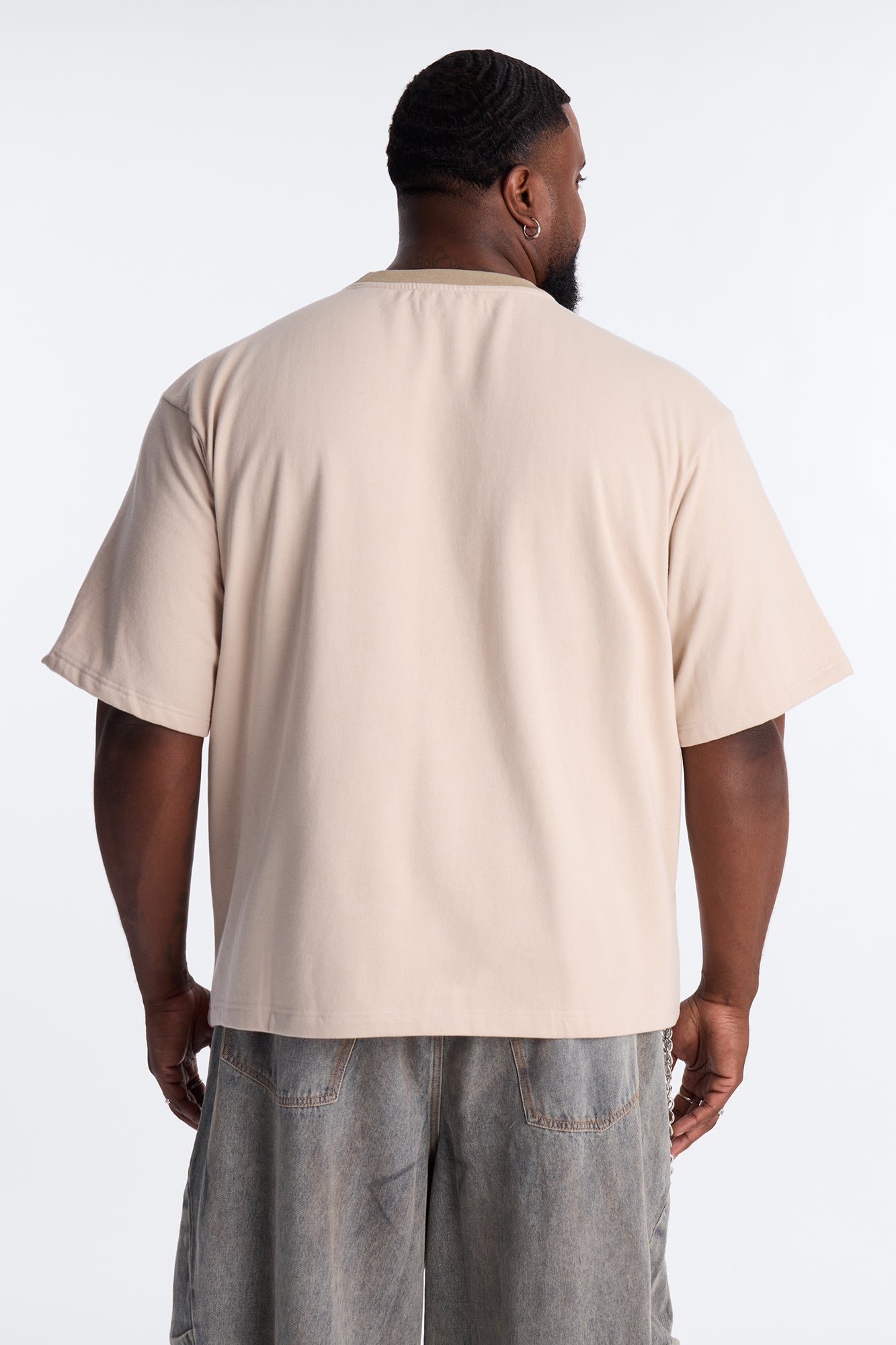 LA Embroidery Paneled Fleece Tee - Tan