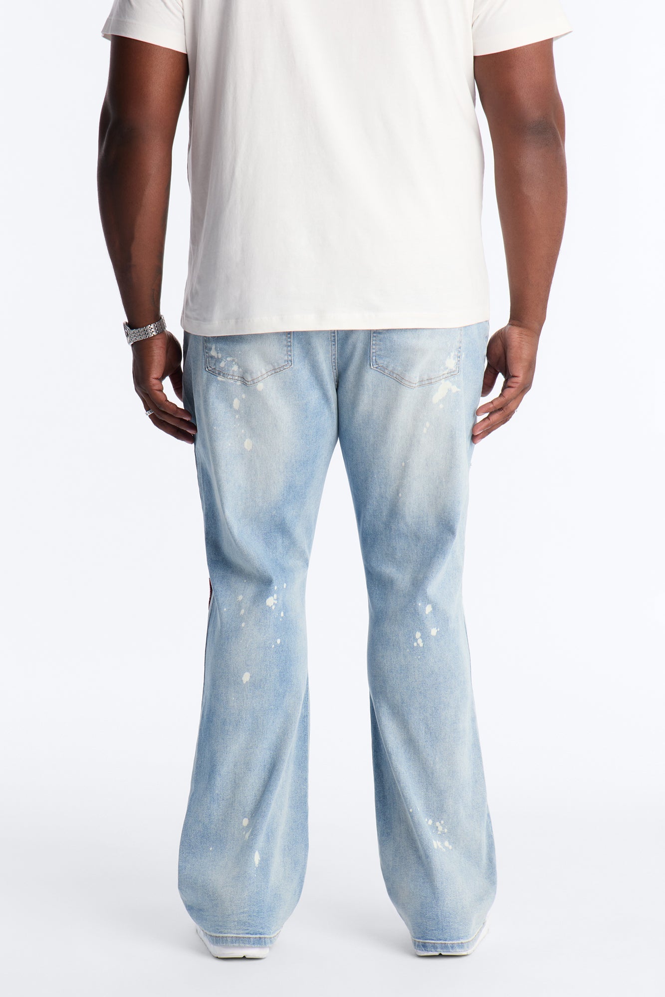 Stacked Skinny Flare Paisley Jungle Jean - Medium Blue Wash