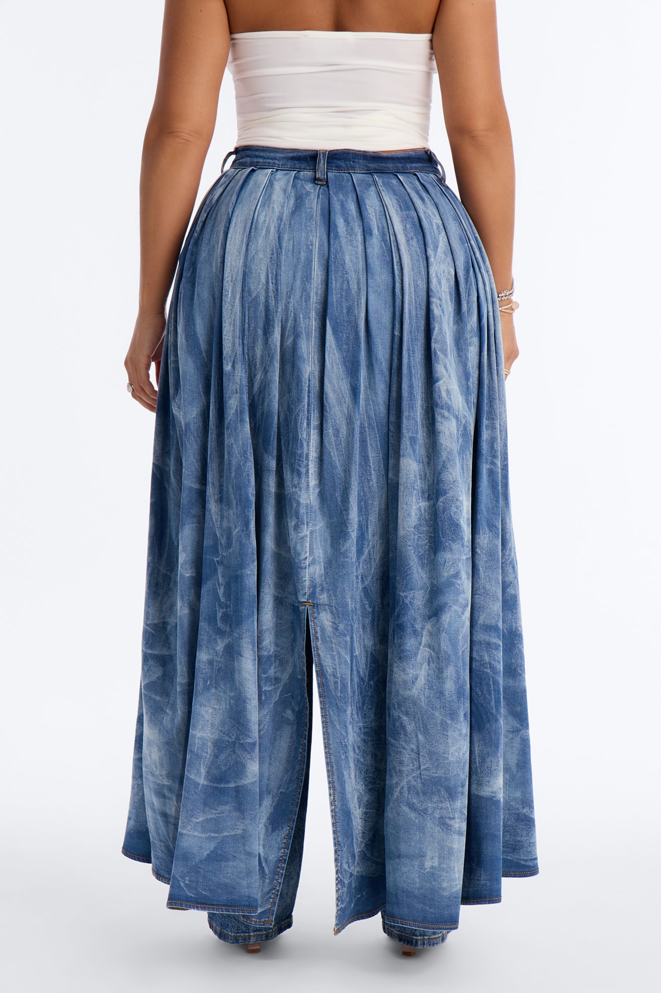 Best Kept Secret Skirt Overlay Straight Leg Jeans - Medium Wash