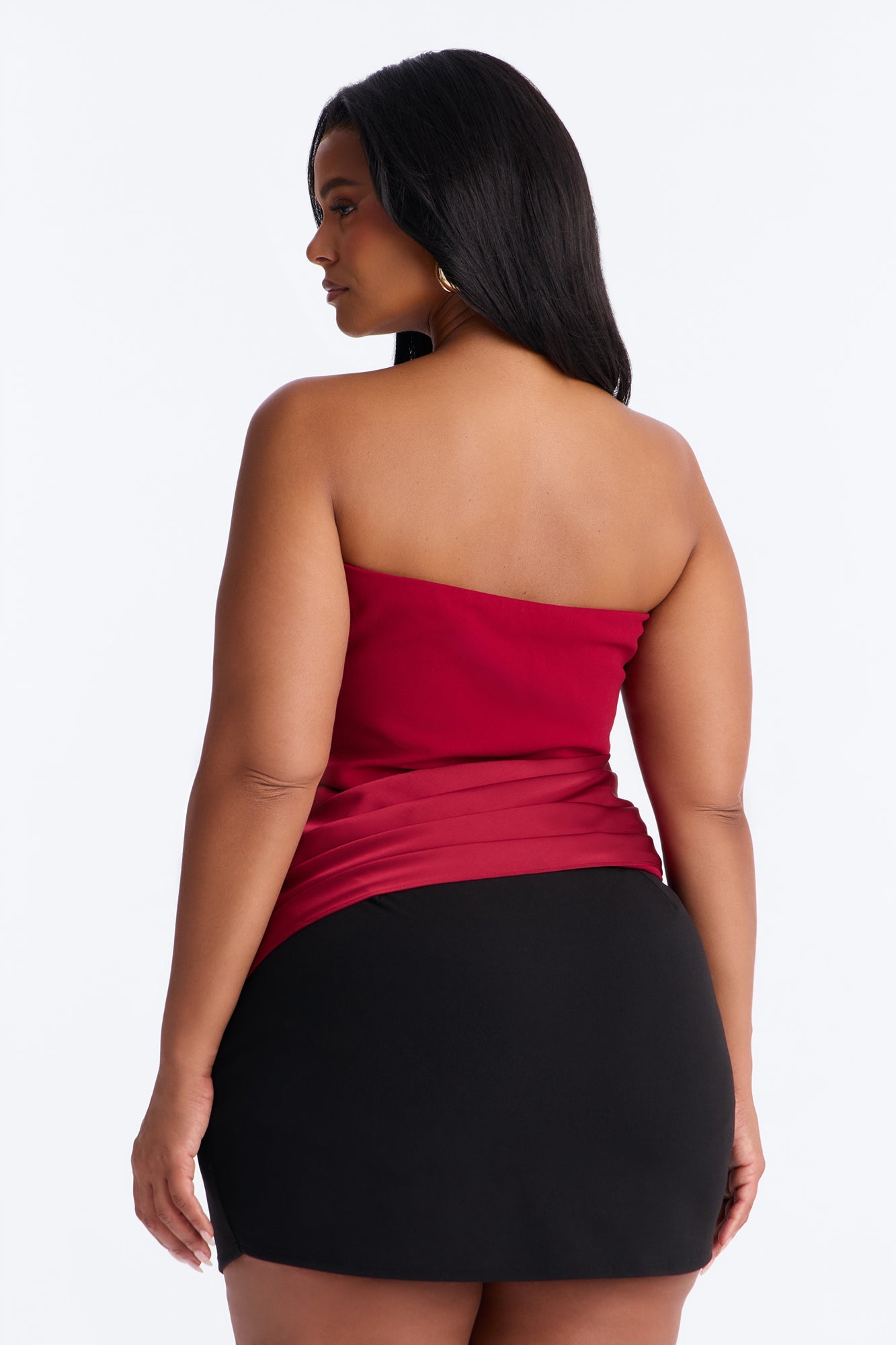 Sophistication Served Pleated Satin Corset - Red