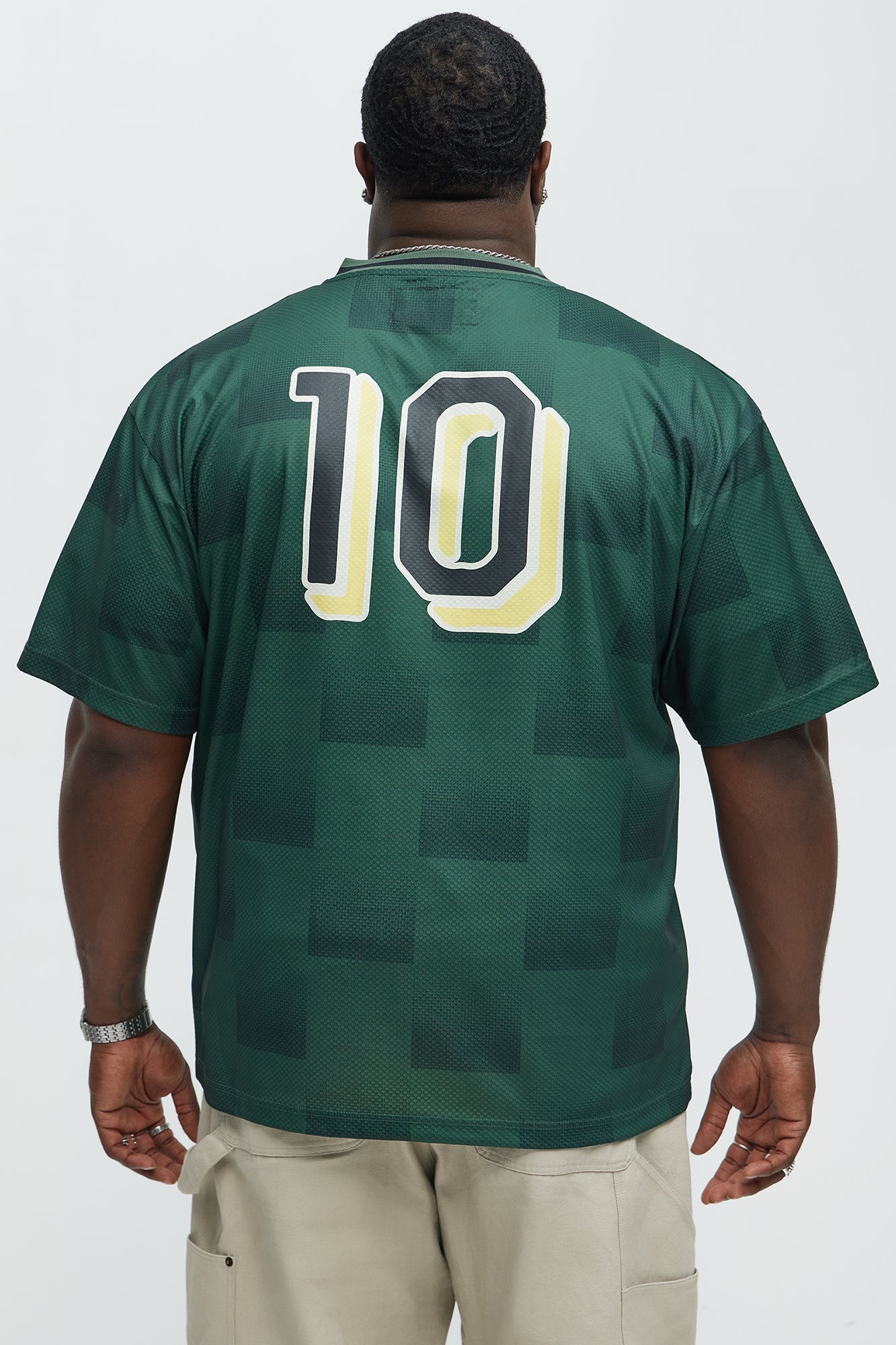 Checkered Paris Short Sleeve Soccer Jersey - Green/combo
