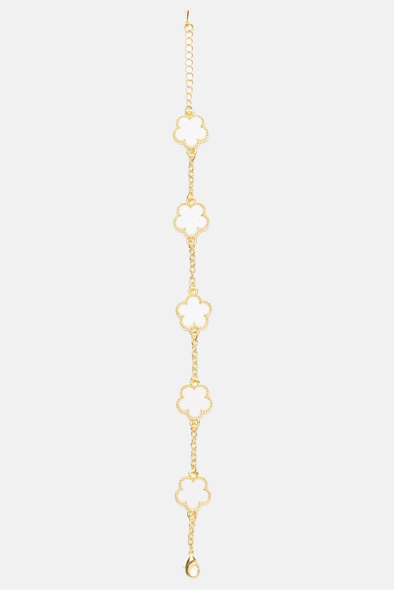 Iced Multi Clover Bracelet - White