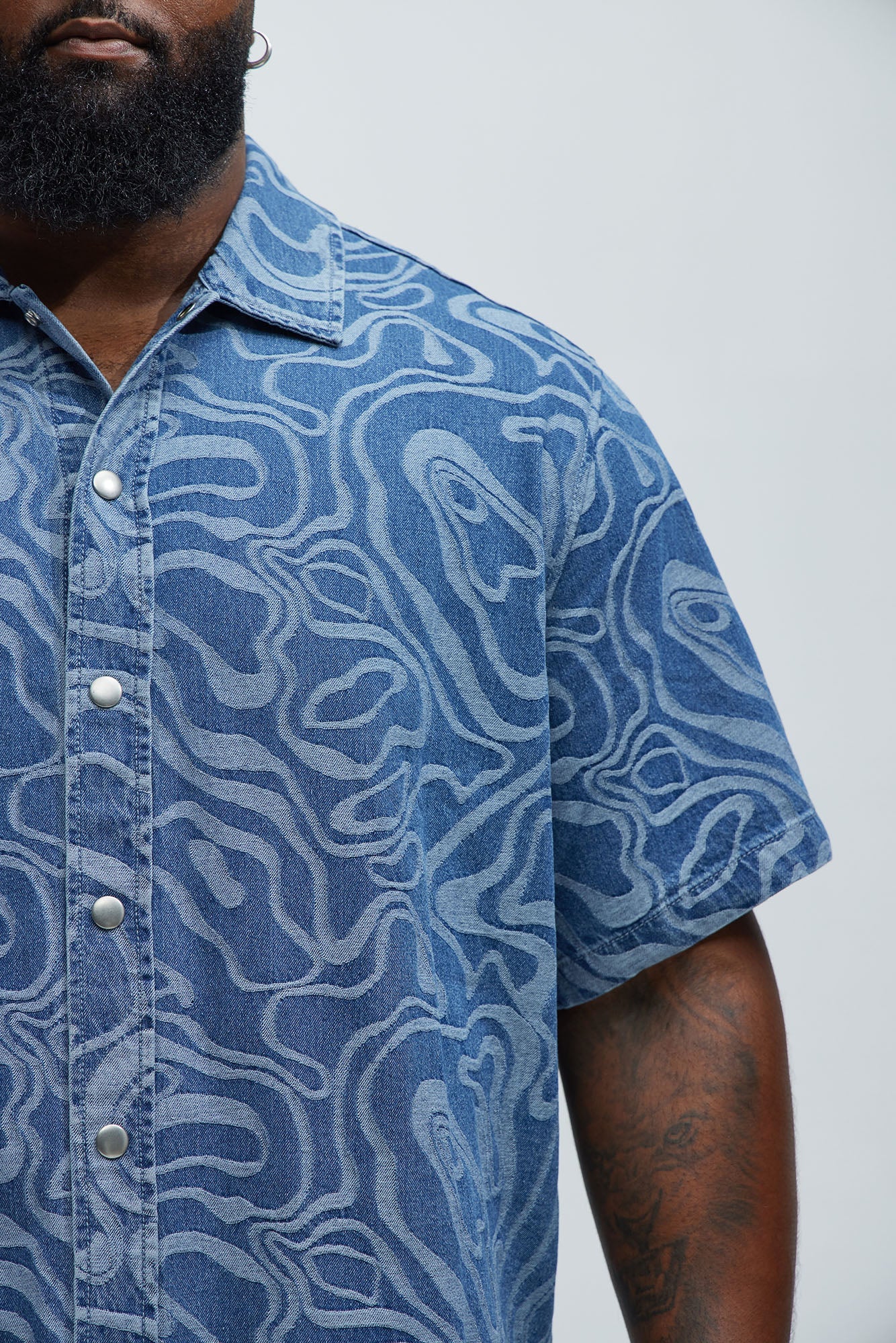 Fingerprints Swirl Denim Shirt - Medium Blue Wash