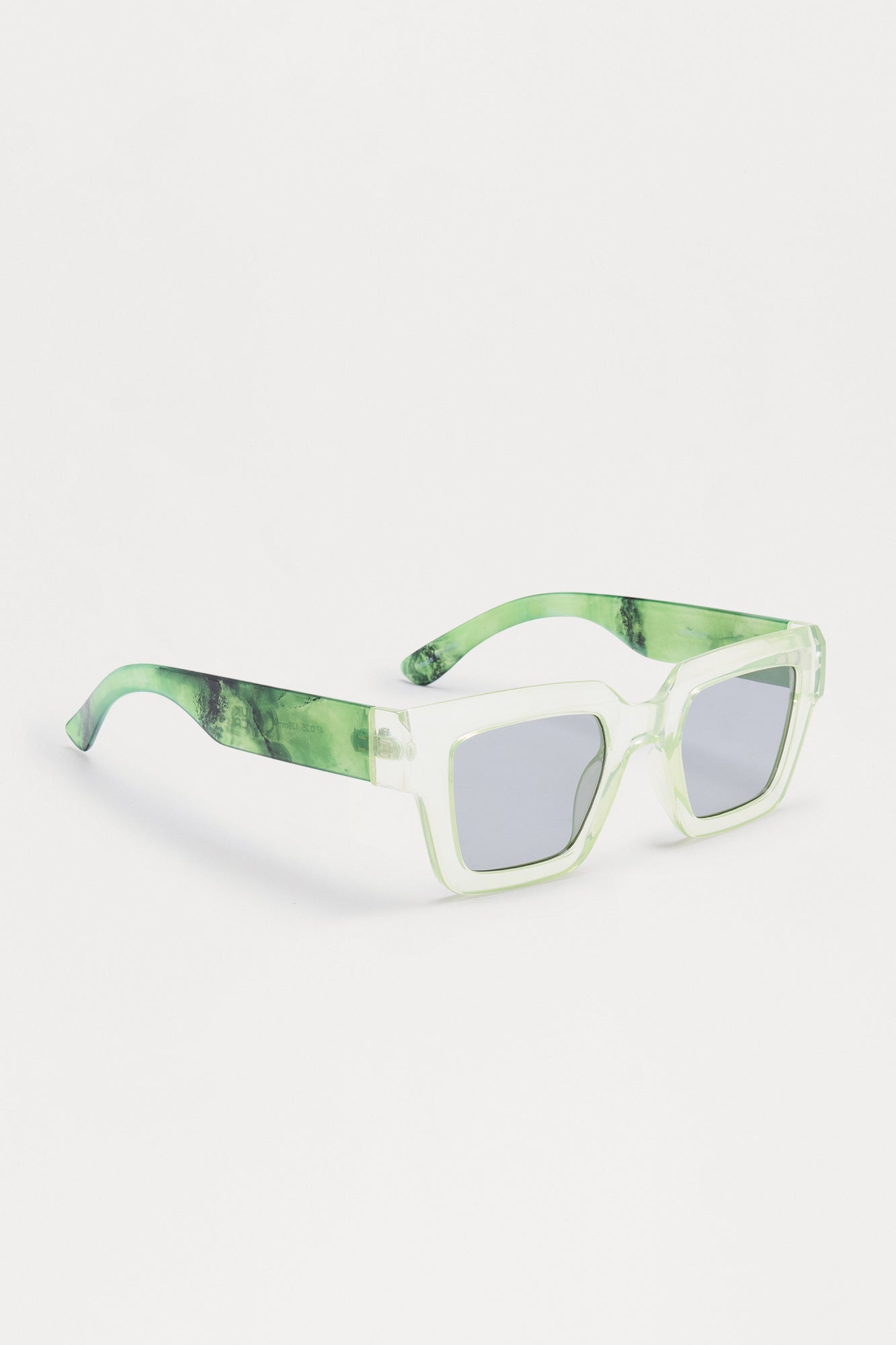 Marble Square Frame Color Lens Sunglasses - Green