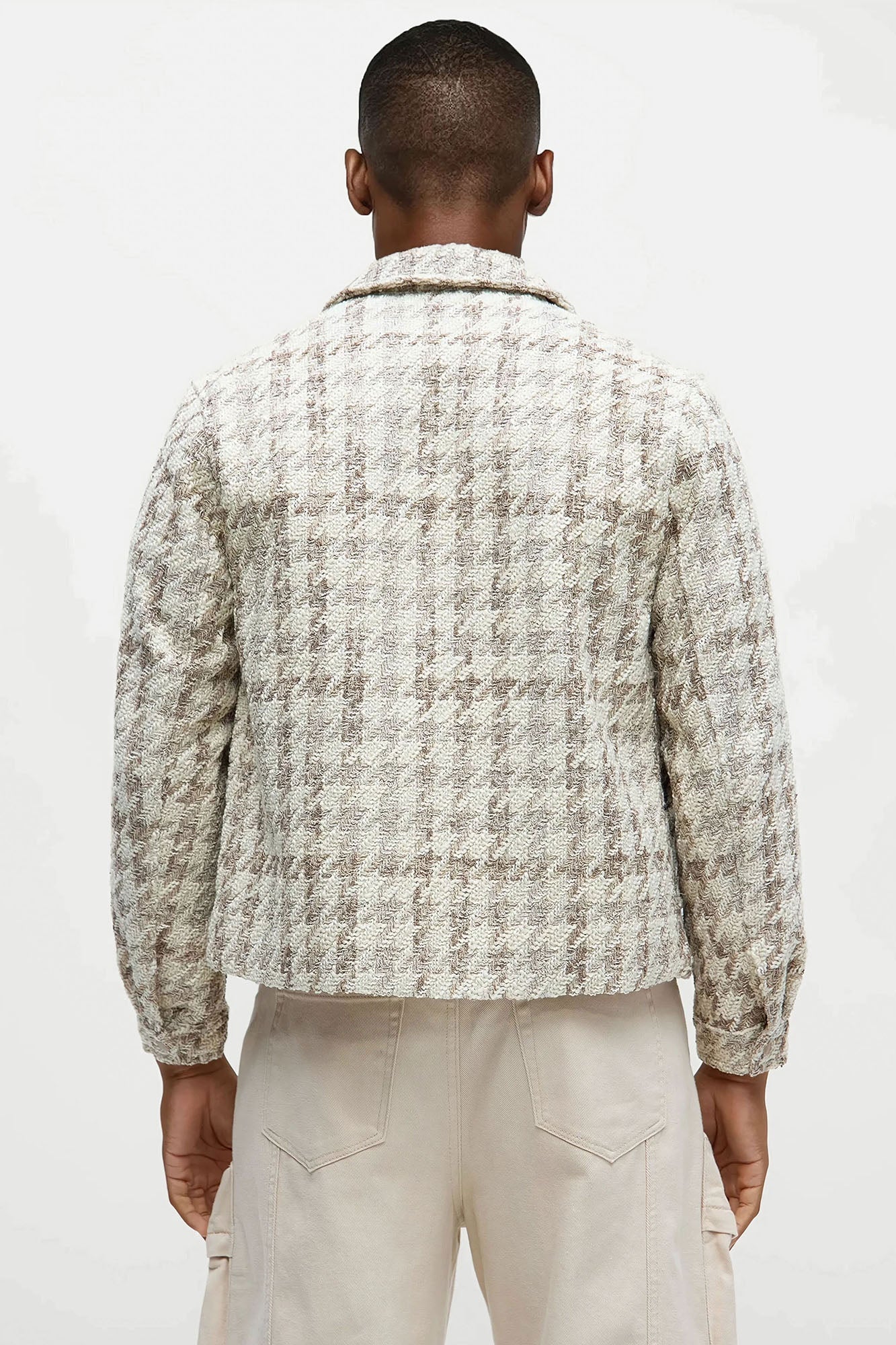 Textured Loyal Houndstooth Work Jacket - Cream