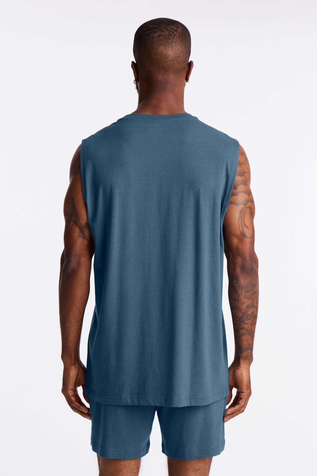 Essential Modal Lounge Sleeveless Muscle Tee - Slate Blue