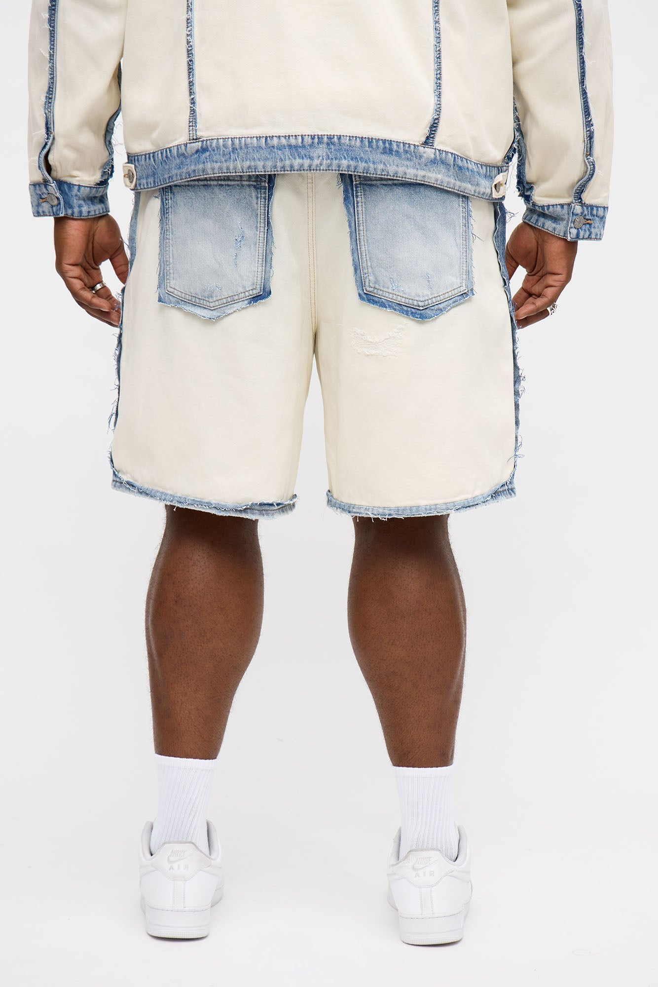 Relaxed Benji Fray Denim Short - Off White/combo