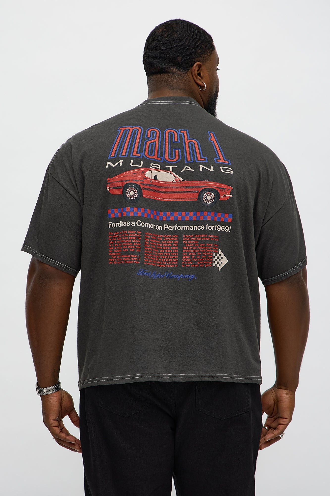 Ford Mach 1 Mustang Boxy Short Sleeve Tee - Black