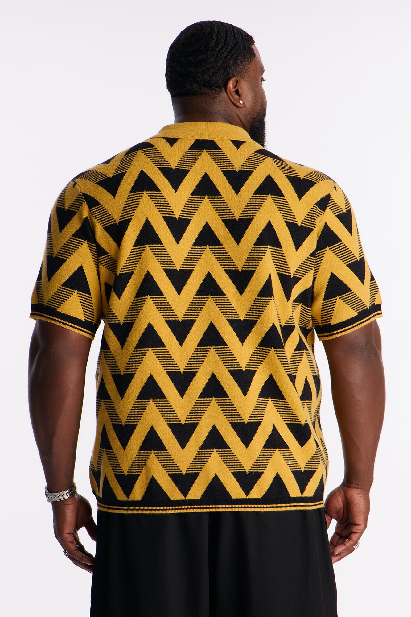 Charlie Johnny Collar Knitted Polo - Yellow/combo