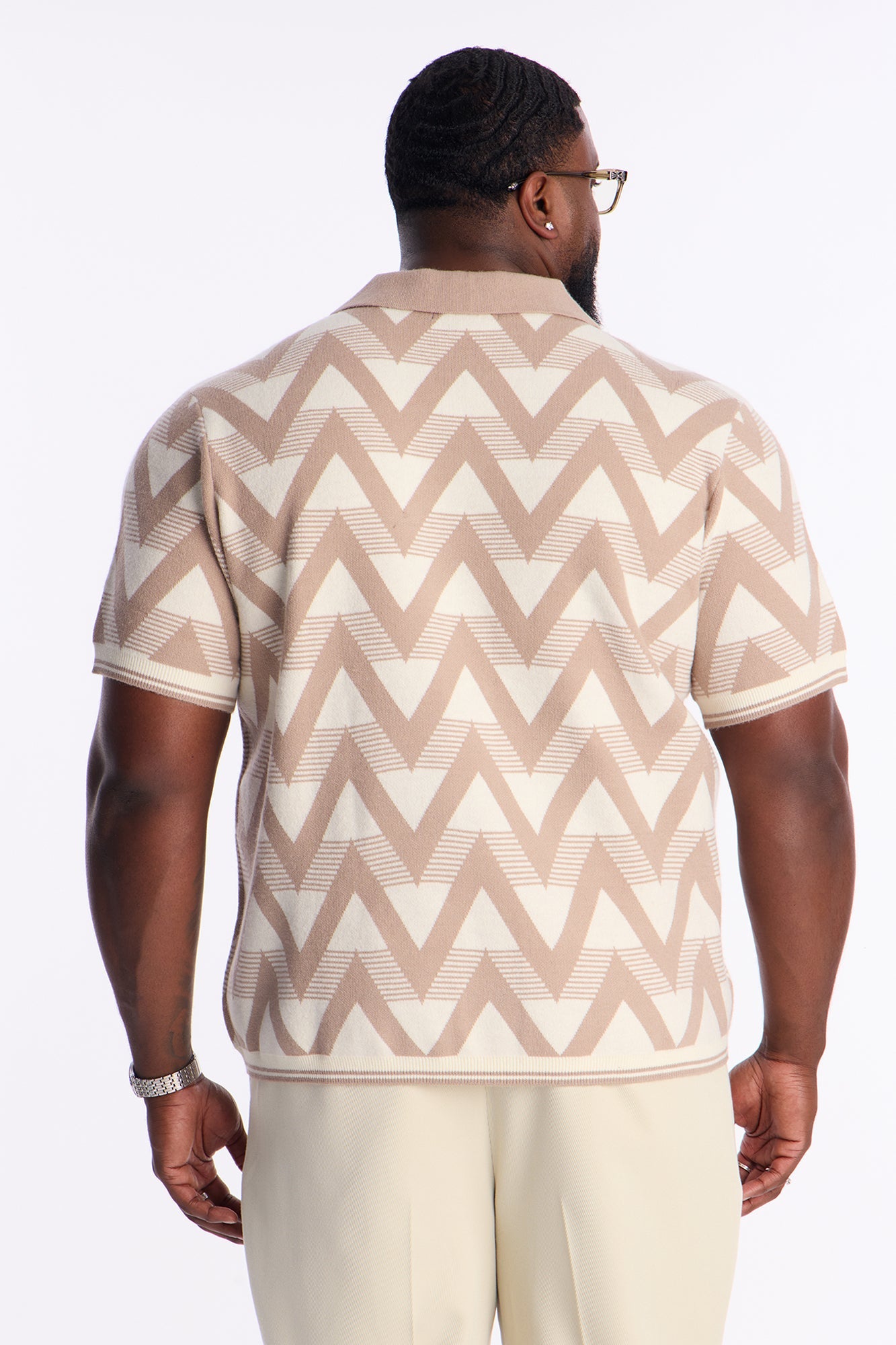 Charlie Johnny Collar Knitted Polo - Taupe