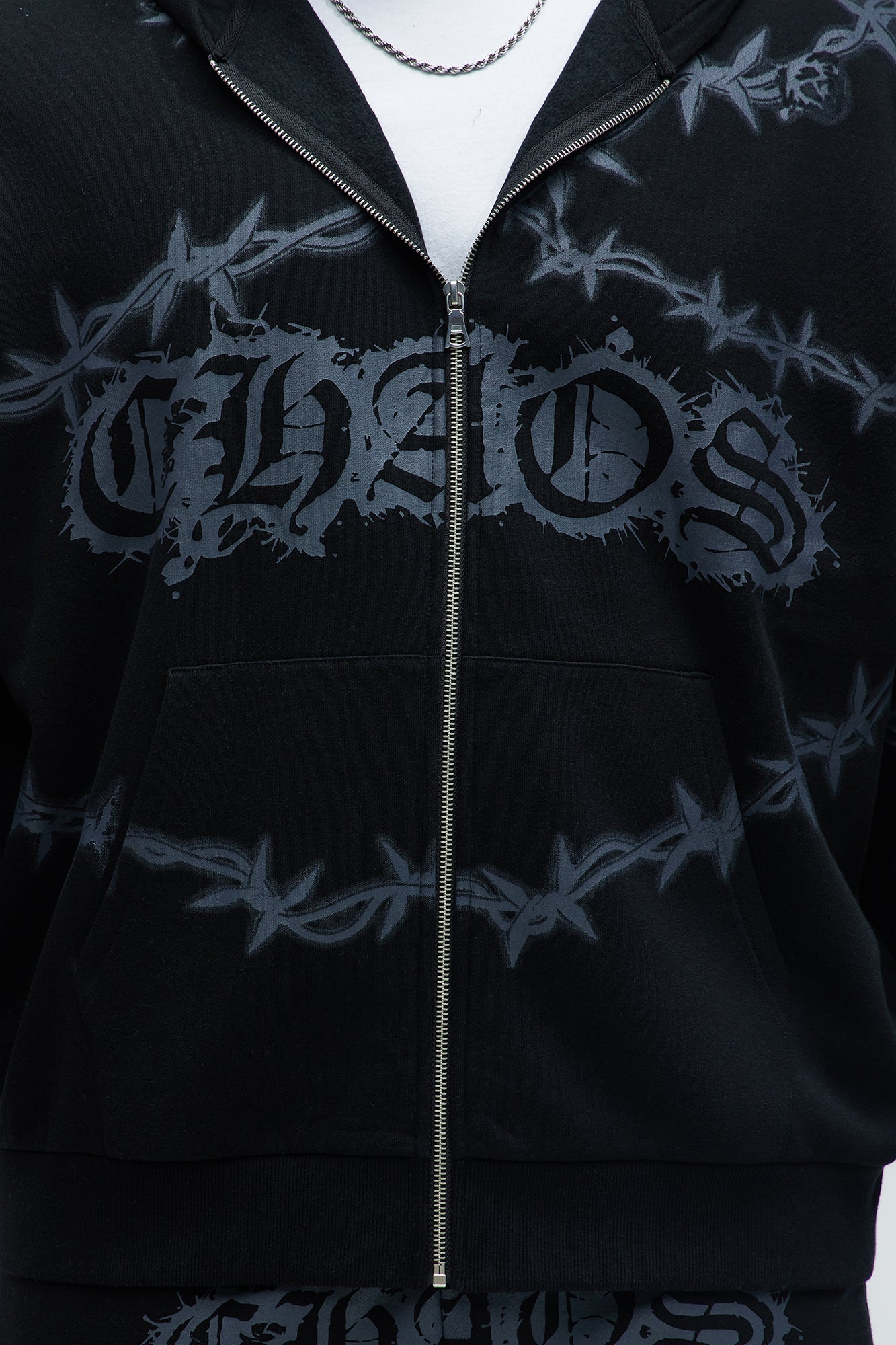 Tyson Chaos Oversized Zip Hoodie - Black