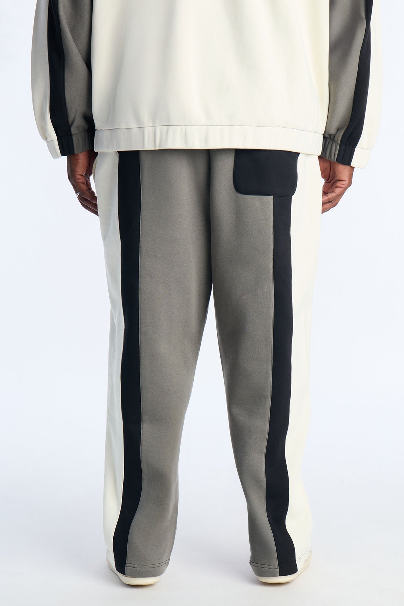 Paneled Fleece Straight Sweatpants - Multi Color