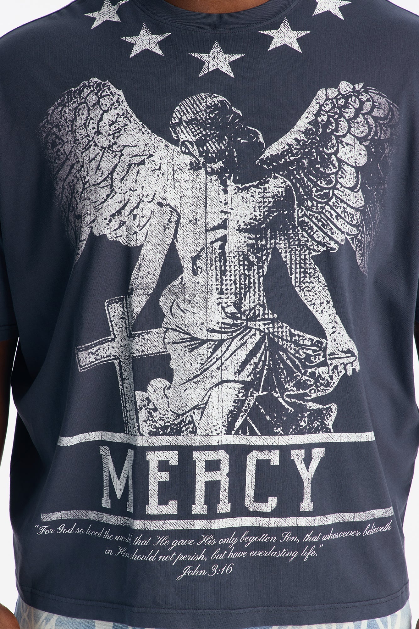 Mercy For All Oversized Short Sleeve Tee - Navy