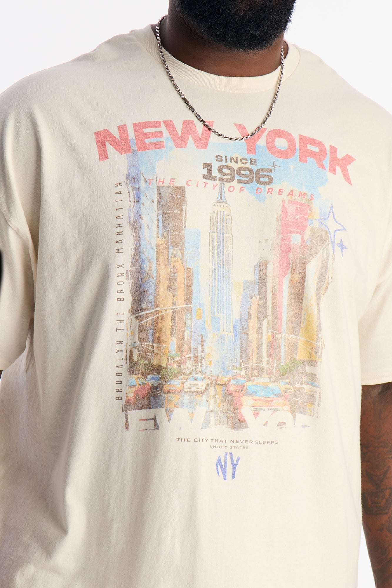 Boxy New York Short Jungle Sleeve Tee - Natural