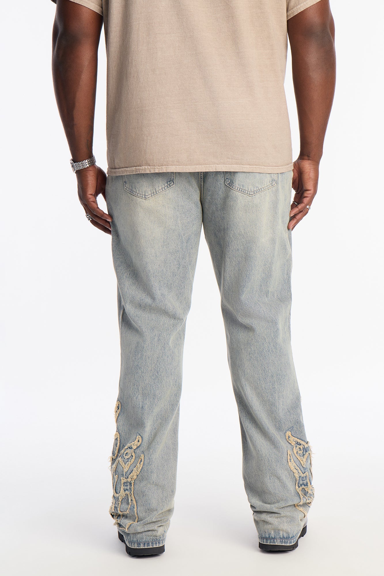 Stacked Slim Flare Heat Fray Jean - Light Wash