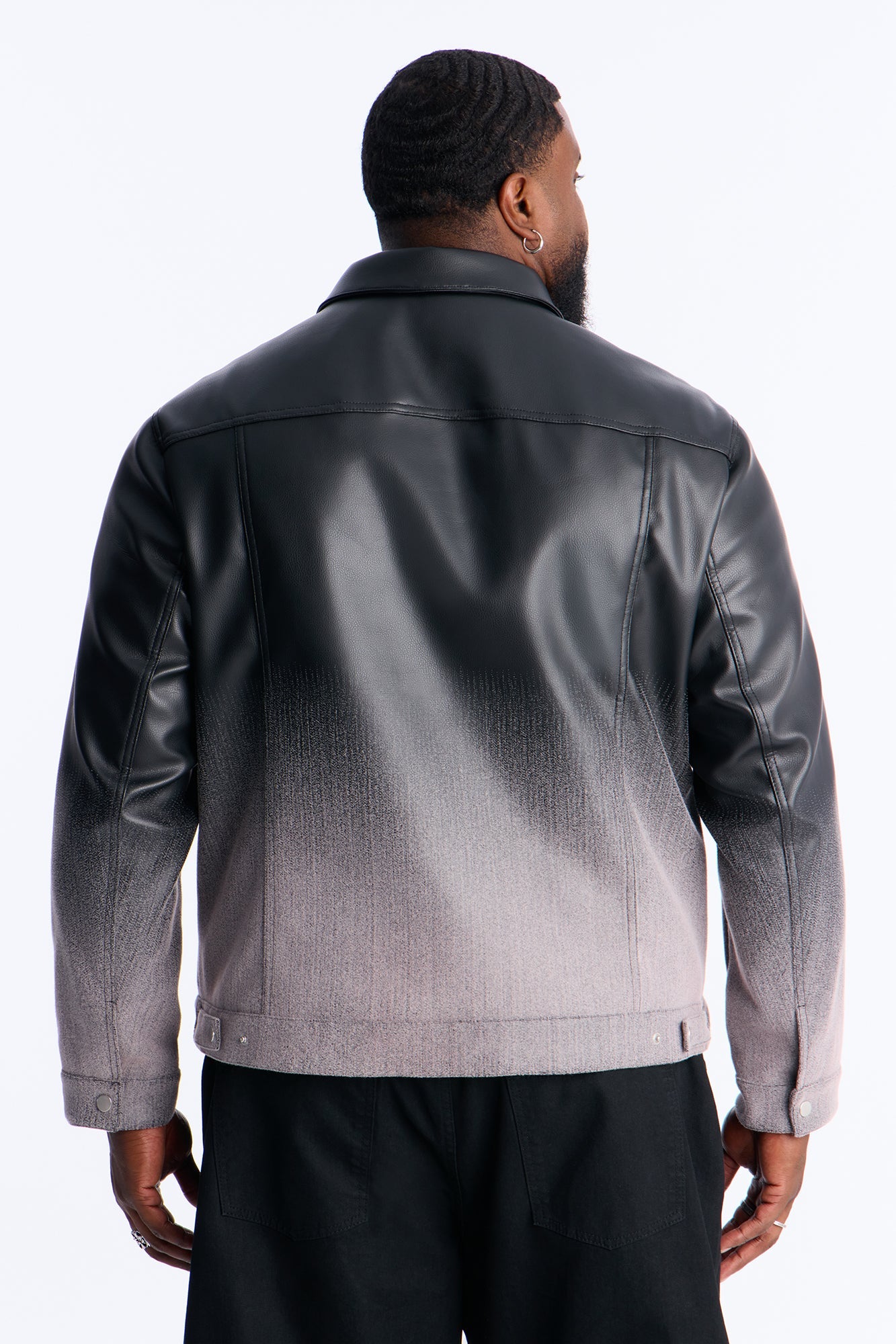 Ombre Faux Leather Trucker Jacket - Pink/combo