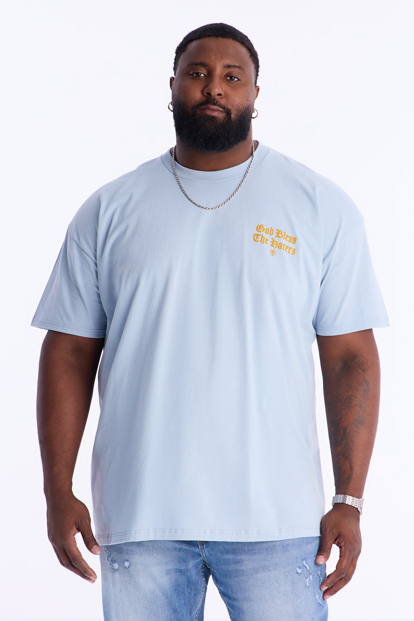 God Bless Whoever Hating On Me Short Sleeve Tee - Light Blue