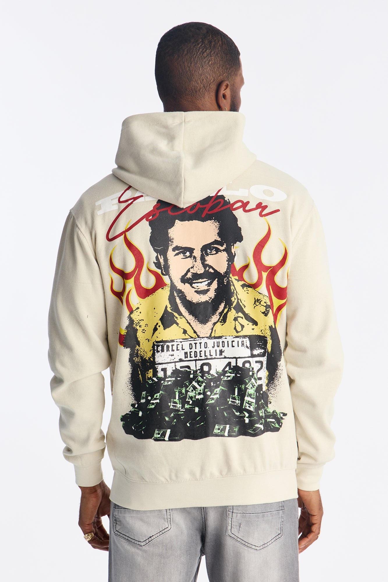 Pablo Escobar Patch Zip Up Hoodie - Khaki
