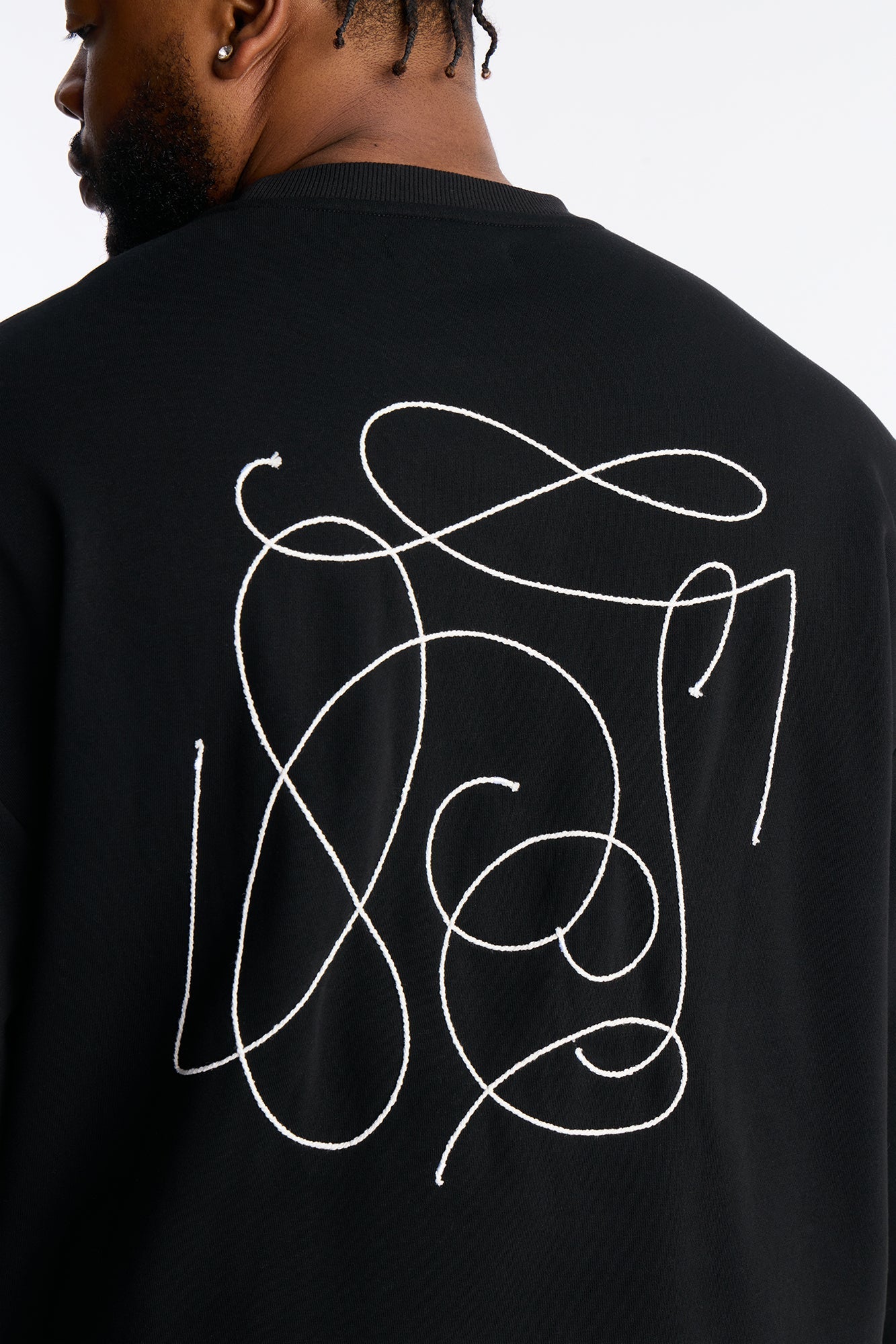 Checkered Crewneck Sweatshirt - Black