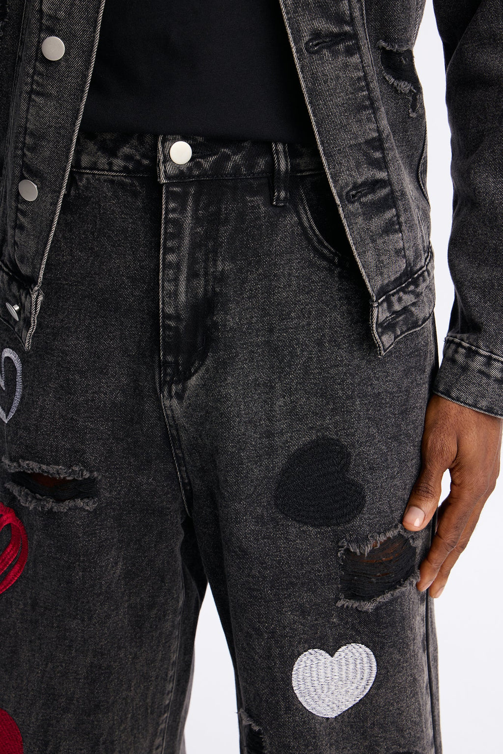 Baggy Hearts In The Air Jean - Black Wash
