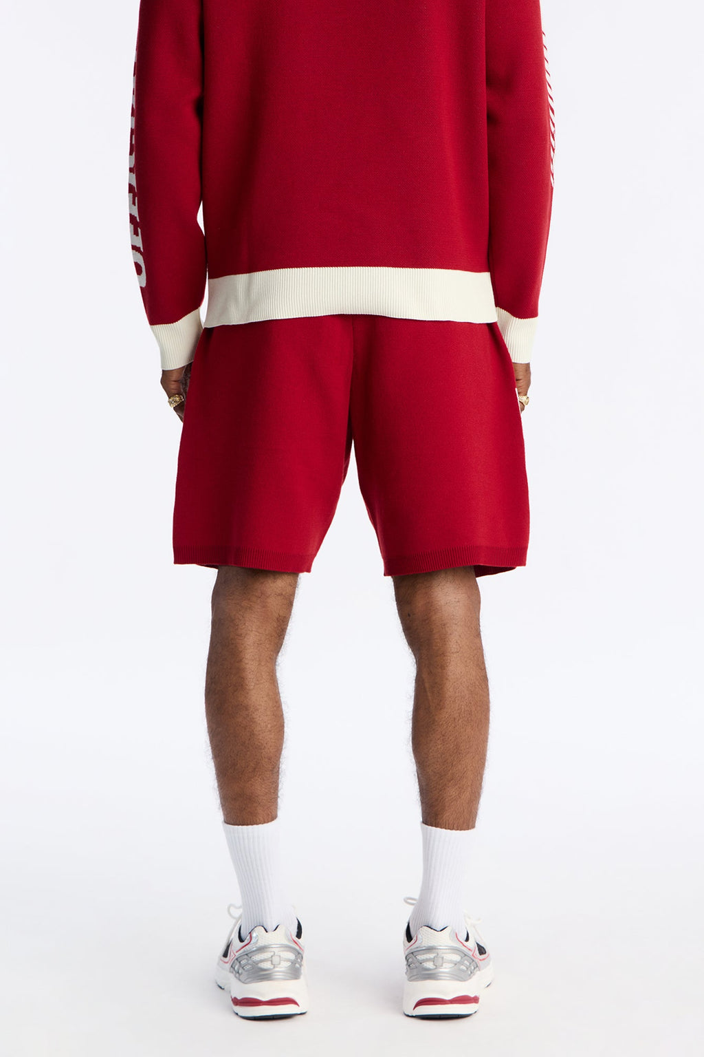 Retro Moto Stripe Sweater Short - Red