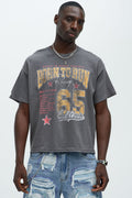 Born To Run Short Sleeve Cropped Tee - Charcoal