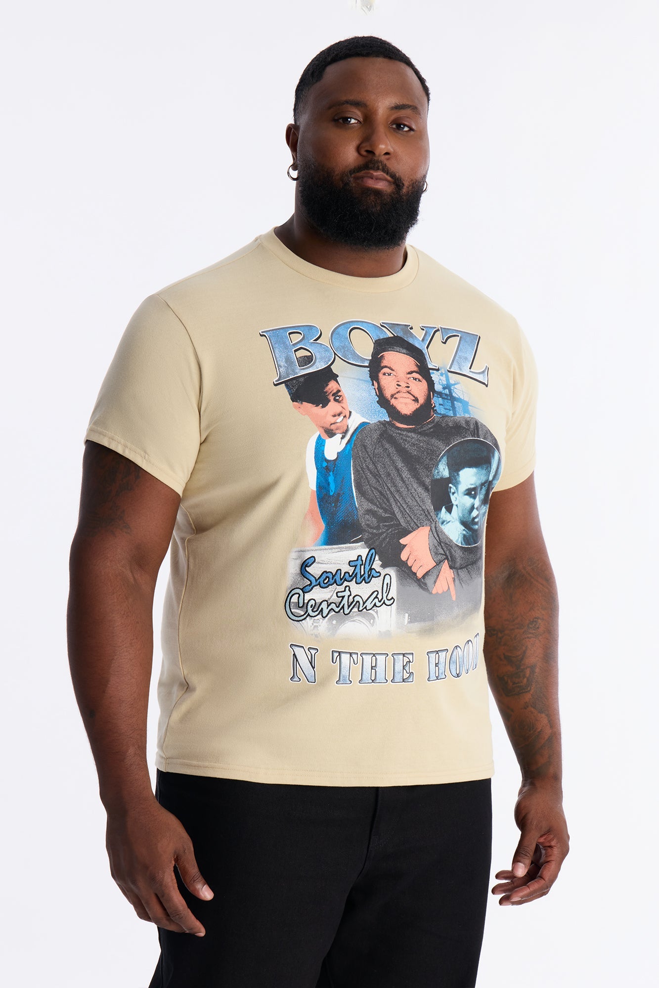 Boyz N The Hood Embroidered Short Sleeve Tee - Sand