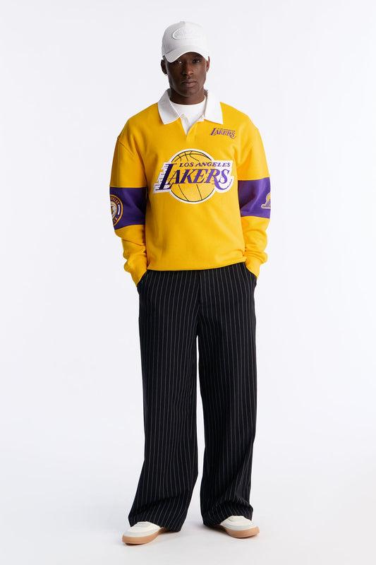 Lakers Long Sleeve Fleece Polo - Yellow
