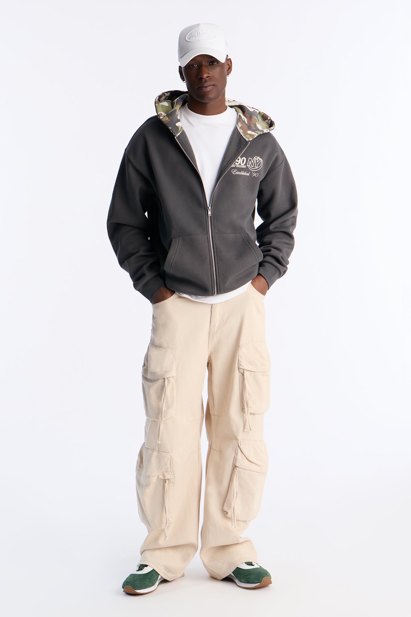 New York East Camo Zip Hoodie - Charcoal/combo