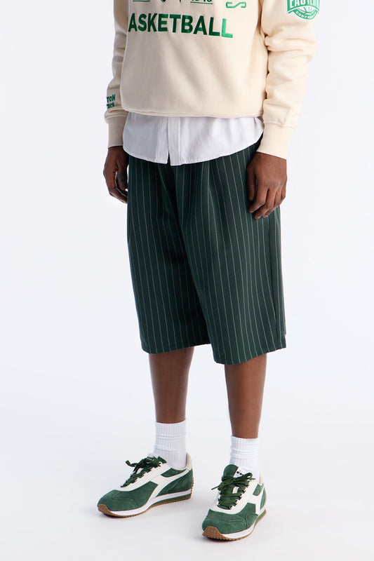 Baggy Straight Striped Soho Refined Short - Hunter Green