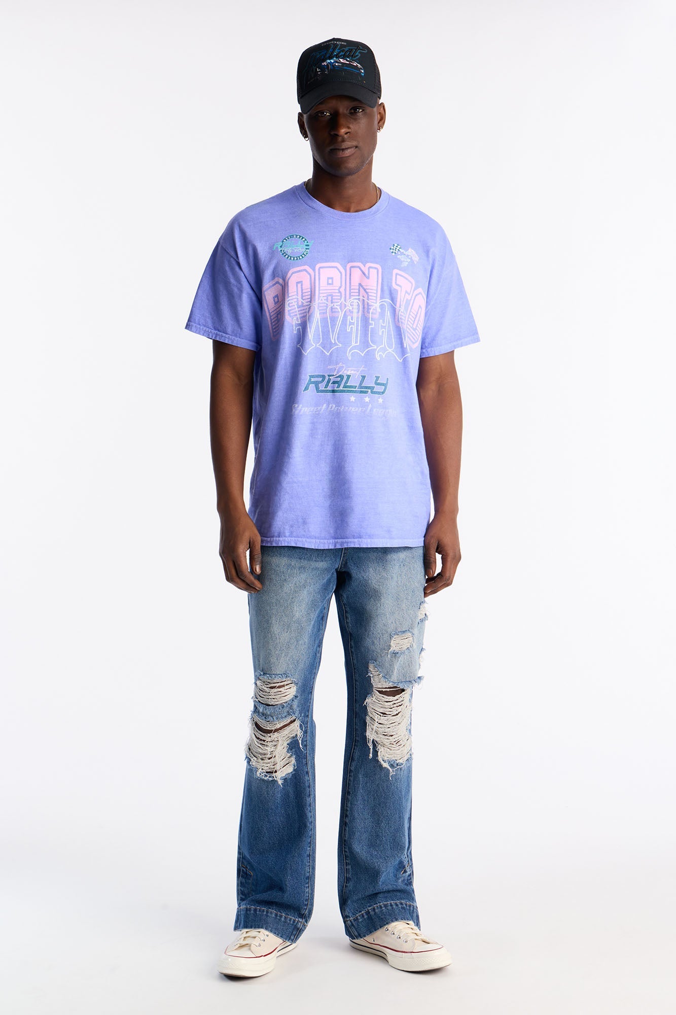 Born To Win Oversized Short Sleeve Tee - Purple