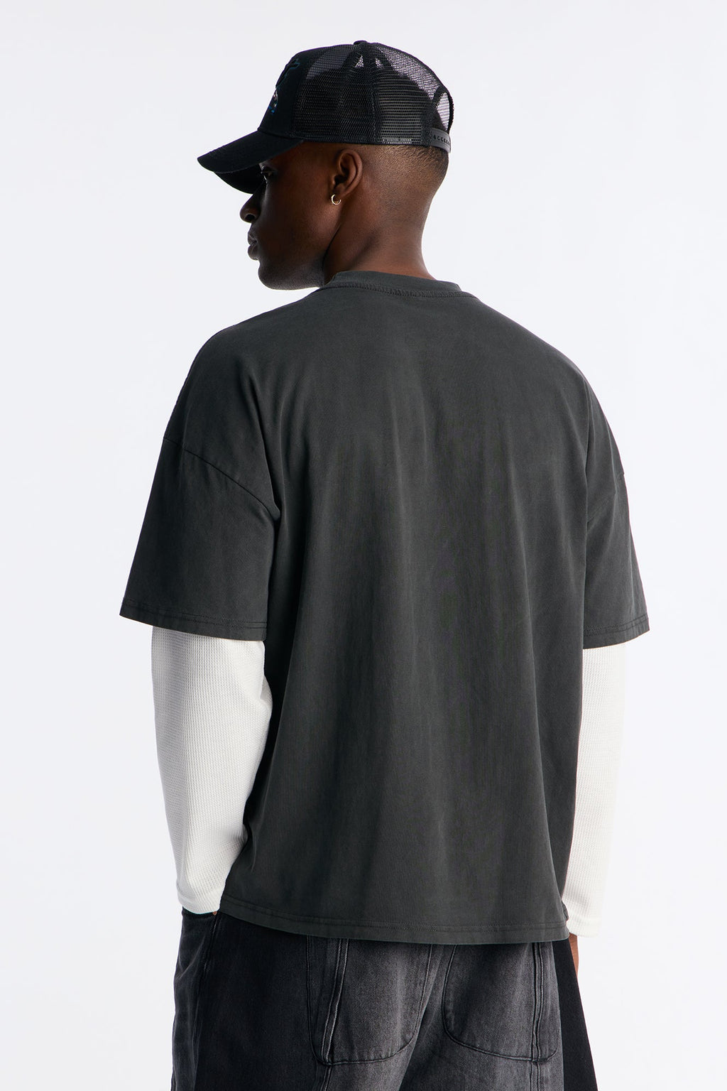 Washed Double Layer Tee - Black Wash