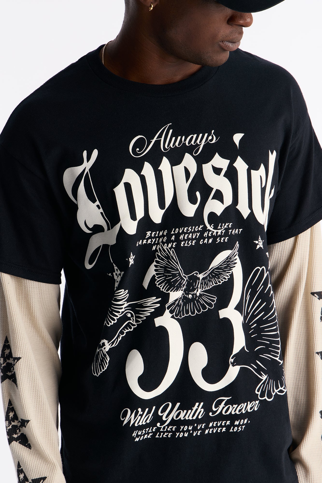 Lovesick 2fer Long Sleeve Tee - Black