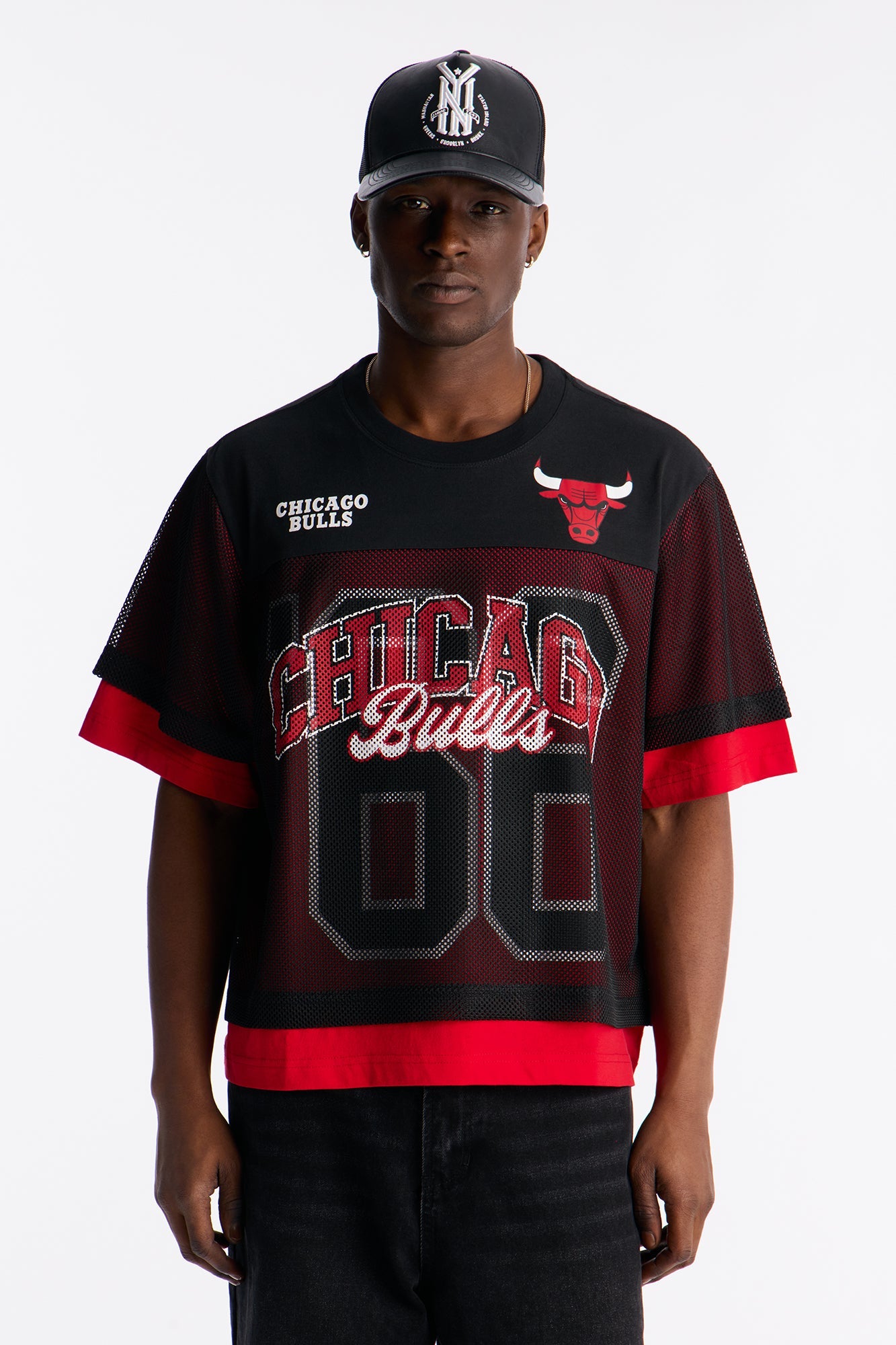 Bulls Lay Up Jersey Mesh Top - Black