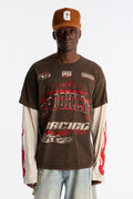 Brooklyn Racing 2fer Long Sleeve Tee - Chocolate