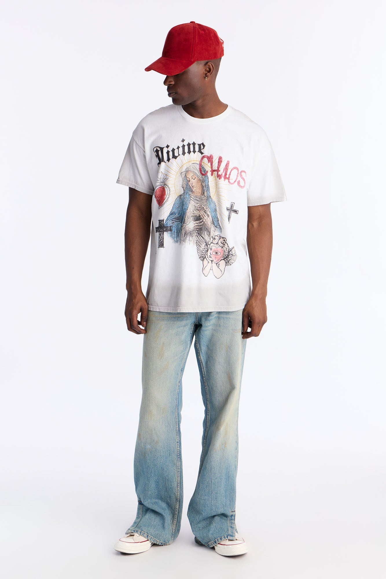 Divine Chaos Oversized Short Sleeve Tee - White