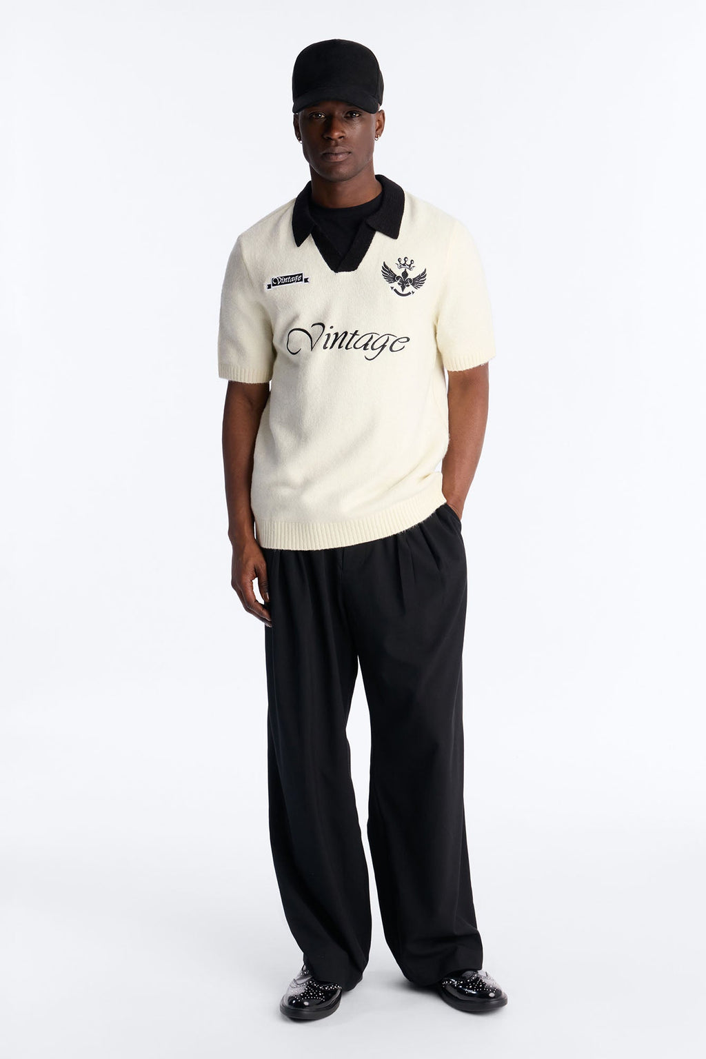 Cambridge Sweater Johnny Collar Polo - Cream