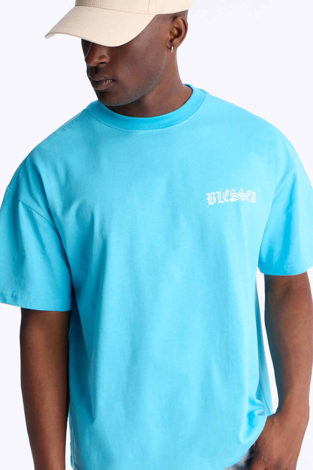 Beyond Blessed Oversized Premium Short Sleeve Tee - Light Blue