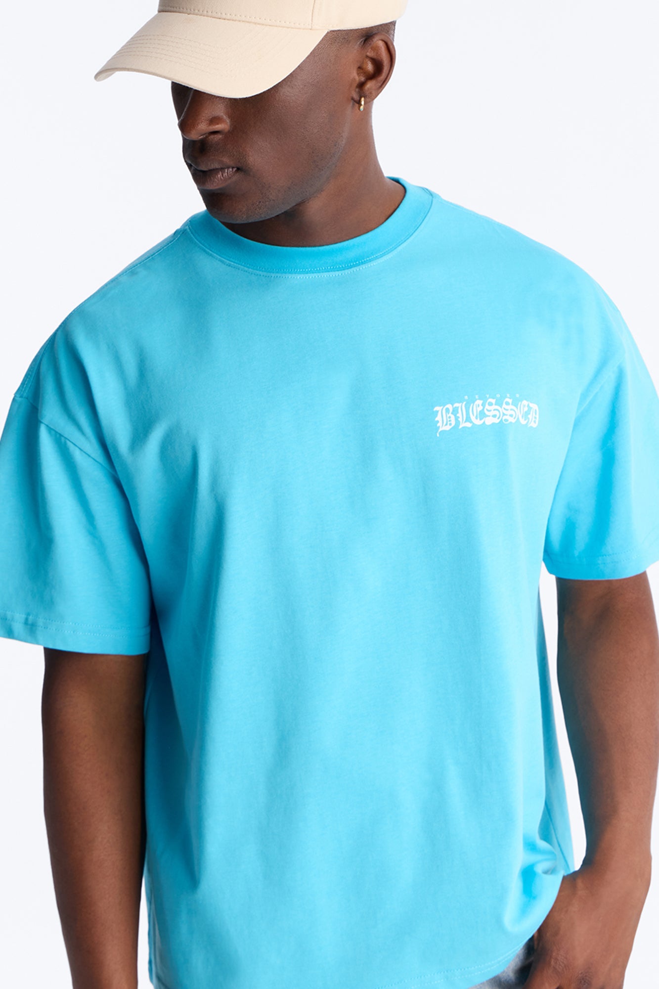 Beyond Blessed Oversized Premium Short Sleeve Tee - Light Blue
