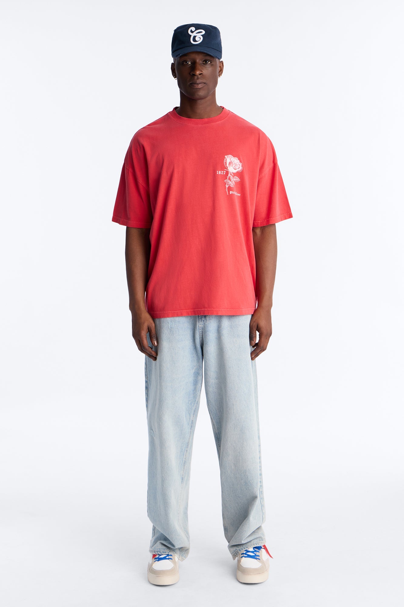 Philly Rose Oversized Short Sleeve Tee - Red