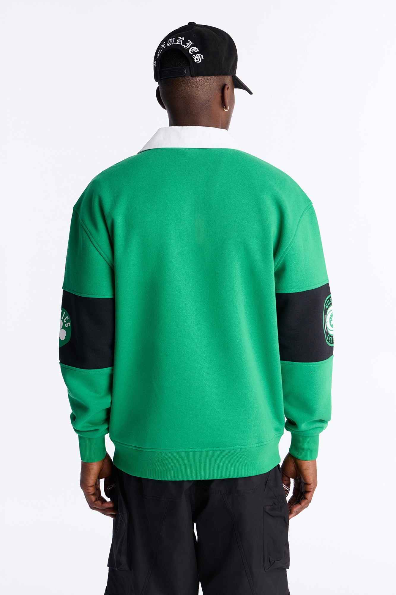 Celtics Long Sleeve Fleece Polo - Kelly Green