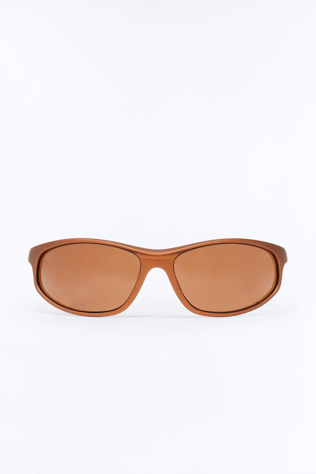 Rubberized Slim Sport Wrap Sunglasses - Brown
