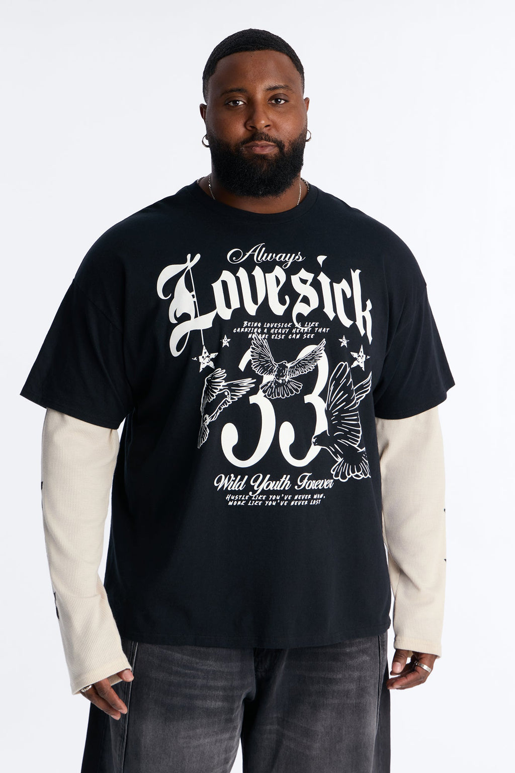 Lovesick 2fer Long Sleeve Tee - Black