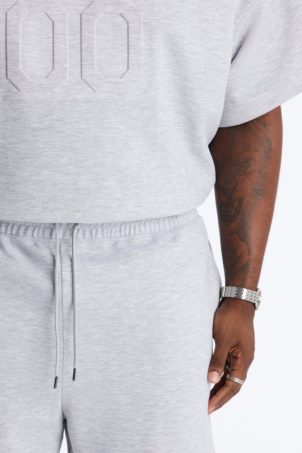 Structured Fleece Embossed Cargo Joggers - Heather Grey