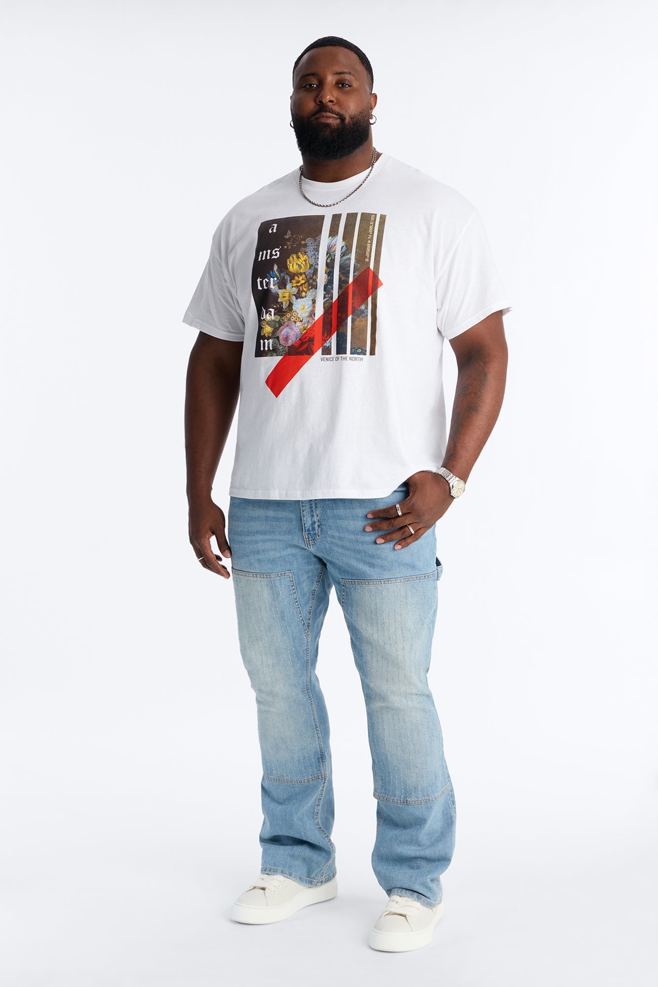 Amsterdam Floral Arrangement Short Sleeve Tee - White