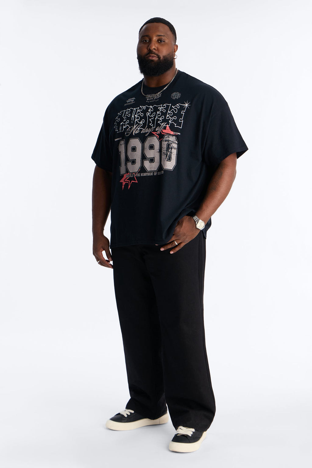 Hustle No Days Off Oversized Short Sleeve Tee - Black